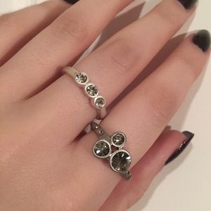 Set of 2 rhinestone rings